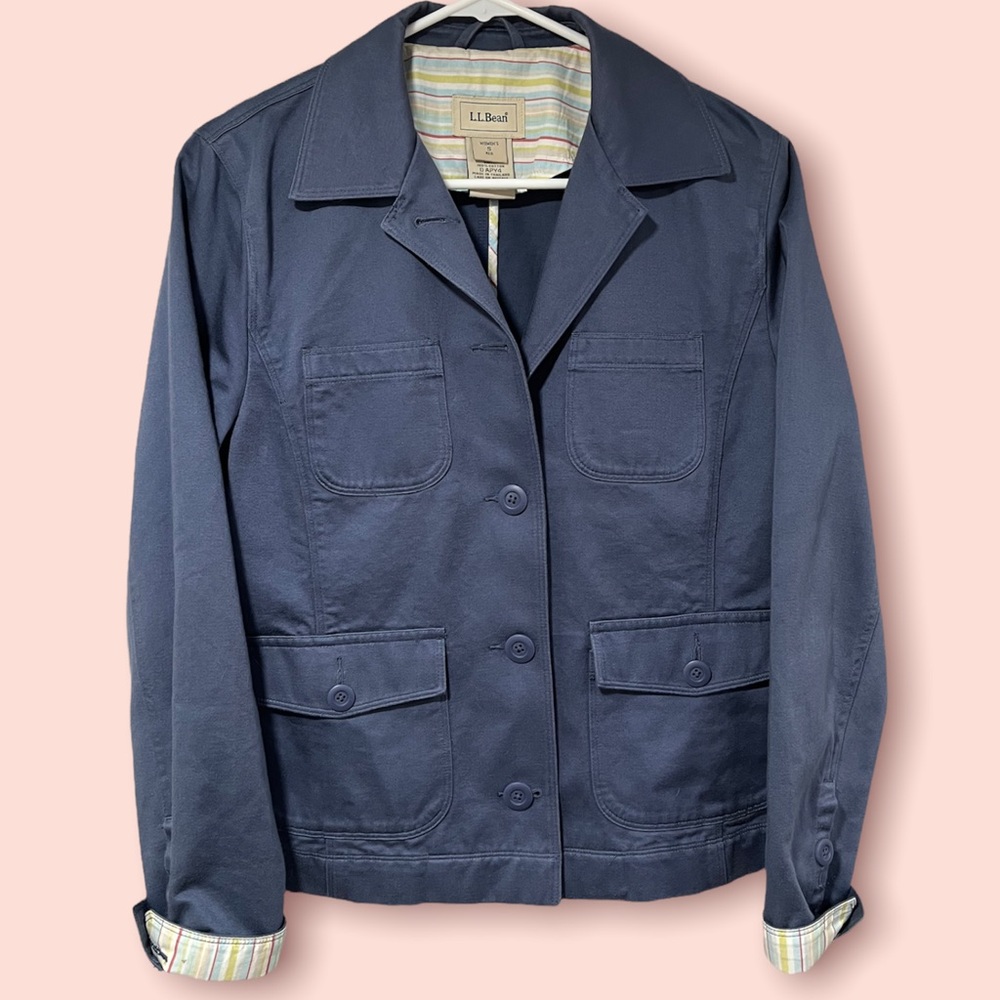 LL Bean Blazer Coat Jacket Womens Size S Blue  Casual Career.